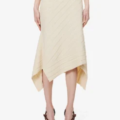 STELLA MCCARTNEY Regular-fit Asymmetric Knitted Midi Skirt 7 STELLA MCCARTNEY Regular-fit Asymmetric Knitted Midi Skirt -Outlet Pique Style Store R04160791 CREAM ALT02