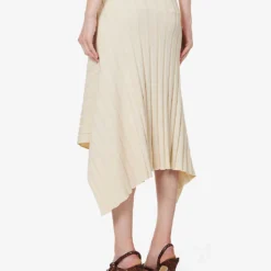 STELLA MCCARTNEY Regular-fit Asymmetric Knitted Midi Skirt 8 STELLA MCCARTNEY Regular-fit Asymmetric Knitted Midi Skirt -Outlet Pique Style Store R04160791 CREAM ALT03