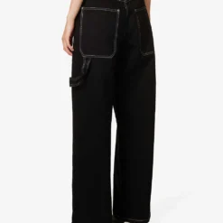 STELLA MCCARTNEY Workwear Contrast-stitch Wide-leg Mid-rise Jeans -Outlet Pique Style Store R04160792 BLACK ALT03