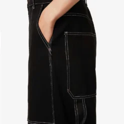 STELLA MCCARTNEY Workwear Contrast-stitch Wide-leg Mid-rise Jeans -Outlet Pique Style Store R04160792 BLACK ALT05
