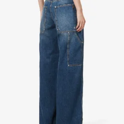 STELLA MCCARTNEY Brand-patch Contrast-stitch Wide-leg Mid-rise Jeans -Outlet Pique Style Store R04160793 DARKBLUE ALT04