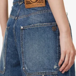 STELLA MCCARTNEY Brand-patch Contrast-stitch Wide-leg Mid-rise Jeans -Outlet Pique Style Store R04160793 DARKBLUE ALT05