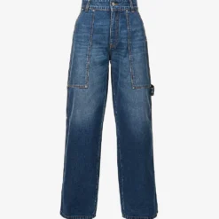 STELLA MCCARTNEY Brand-patch Contrast-stitch Wide-leg Mid-rise Jeans