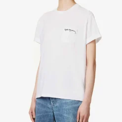 STELLA MCCARTNEY Embroidered Logo Cotton T-shirt -Outlet Pique Style Store R04160800 PUREWHITE ALT02