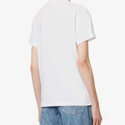 STELLA MCCARTNEY Embroidered Logo Cotton T-shirt -Outlet Pique Style Store R04160800 PUREWHITE ALT03