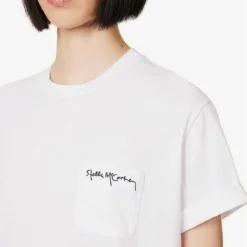 STELLA MCCARTNEY Embroidered Logo Cotton T-shirt -Outlet Pique Style Store R04160800 PUREWHITE ALT04
