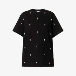 STELLA MCCARTNEY Pearl-embellished Ribbed-trim Cotton-jersey T-shirt