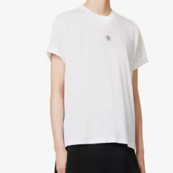 STELLA MCCARTNEY Star-embroidered Folded-hem Cotton-jersey T-shirt -Outlet Pique Style Store R04160808 PUREWHITE ALT02