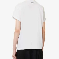 STELLA MCCARTNEY Star-embroidered Folded-hem Cotton-jersey T-shirt -Outlet Pique Style Store R04160808 PUREWHITE ALT03