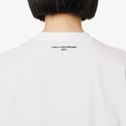 STELLA MCCARTNEY Star-embroidered Folded-hem Cotton-jersey T-shirt -Outlet Pique Style Store R04160808 PUREWHITE ALT05