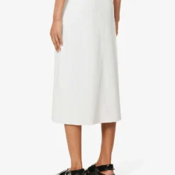 Max Mara Renata Flared-hem Woven Midi Skirt 8 Max Mara Renata Flared-hem Woven Midi Skirt -Outlet Pique Style Store R04161465 SILK ALT03