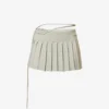 Interwoven Pleated Stretch-rayon Knitted Mini Skirt