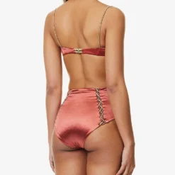 Expandable Woven-trim Bikini Top -Outlet Pique Style Store R04161521 CHERRY ALT03