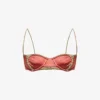 Expandable Woven-trim Bikini Top