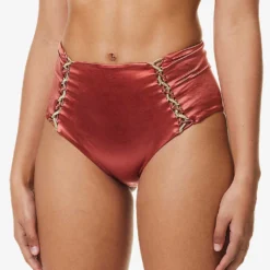 Braided-trim High-rise Bikini Bottoms 7 Braided-trim High-rise Bikini Bottoms -Outlet Pique Style Store R04161527 CHERRY ALT02