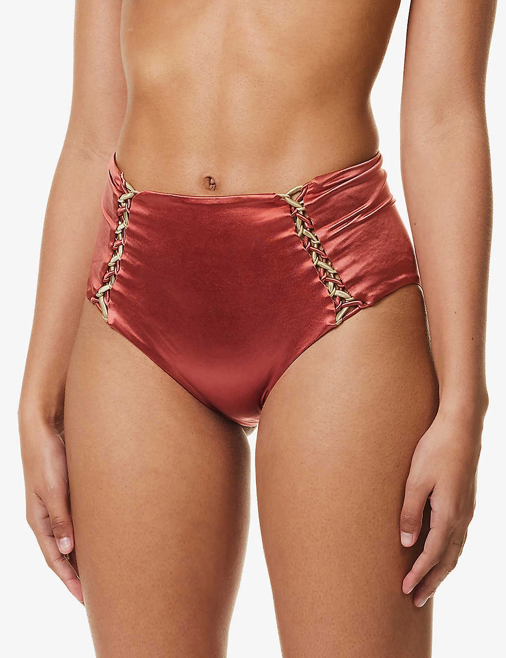 Braided-trim High-rise Bikini Bottoms 3 Braided-trim High-rise Bikini Bottoms - Image 3
