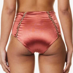 Braided-trim High-rise Bikini Bottoms 8 Braided-trim High-rise Bikini Bottoms -Outlet Pique Style Store R04161527 CHERRY ALT03