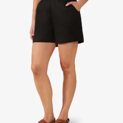 Regular-fit Elasticated-waist Linen Shorts 6 Regular-fit Elasticated-waist Linen Shorts -Outlet Pique Style Store R04161741 BLACK ALT02