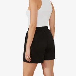 Regular-fit Elasticated-waist Linen Shorts 7 Regular-fit Elasticated-waist Linen Shorts -Outlet Pique Style Store R04161741 BLACK ALT03