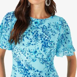 Penelope Floral-print Recycled Polyester-blend Midi Dress -Outlet Pique Style Store R04161752 BLUEFLORAL ALT03