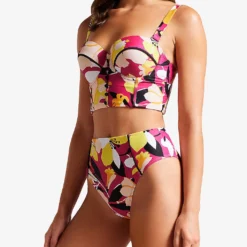 Ted Baker Marthya Floral-print High-waisted Bikini Bottoms -Outlet Pique Style Store R04162201 LTNUDE ALT02