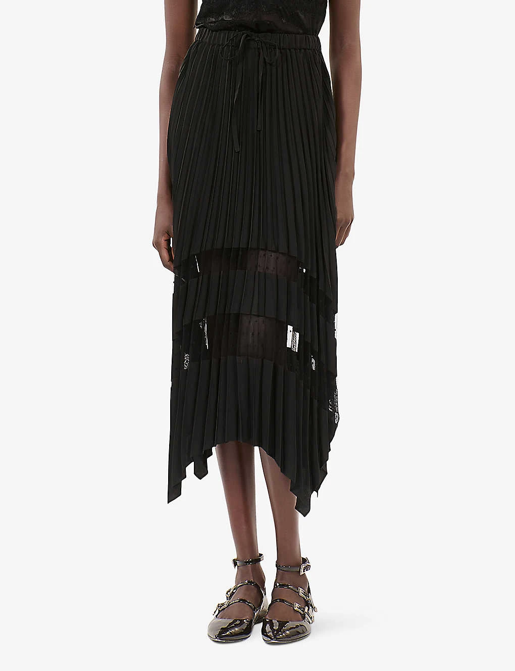 THE KOOPLES Sheer-panel Asymmetric-hem Woven Midi Skirt 3 THE KOOPLES Sheer-panel Asymmetric-hem Woven Midi Skirt - Image 3
