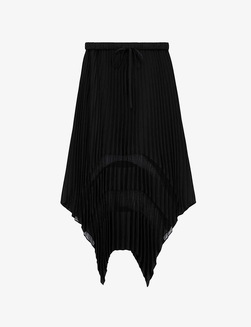 THE KOOPLES Sheer-panel Asymmetric-hem Woven Midi Skirt 1 THE KOOPLES Sheer-panel Asymmetric-hem Woven Midi Skirt
