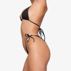 Dipped Tie-fastened Recycled Stretch-nylon Bikini Bottoms -Outlet Pique Style Store R04164372 ONYX ALT02
