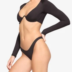 T-shirt Recycled Stretch-nylon Bikini Top -Outlet Pique Style Store R04164378 ONYX ALT02