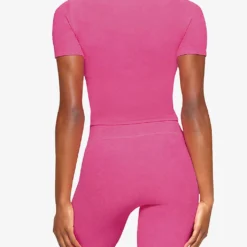 Terry Lounge Cropped Stretch-modal T-shirt -Outlet Pique Style Store R04164399 WATERMELON ALT03