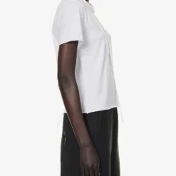 Short-sleeved Round-neck Stretch-cotton T-shirt -Outlet Pique Style Store R04164414 WHITE ALT02