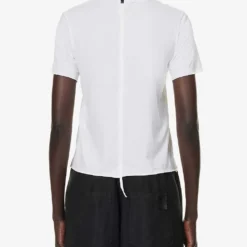 Short-sleeved Round-neck Stretch-cotton T-shirt -Outlet Pique Style Store R04164414 WHITE ALT03