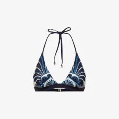 Reiss Lucille Printed Stretch-nylon Bikini Top