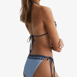 Reiss Tina Printed Stretch Cotton-blend Bikini Bottoms -Outlet Pique Style Store R04164813 BLUEPRINT ALT03