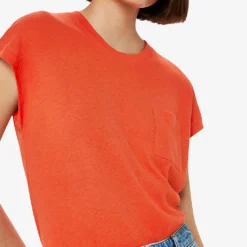 Whistles Ember Patch Pocket Linen And Cotton T-shirt 7 Whistles Ember Patch Pocket Linen And Cotton T-shirt -Outlet Pique Style Store R04165061 RED ALT02