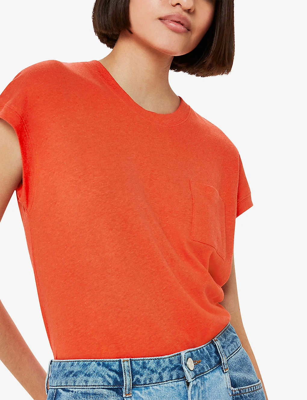 Whistles Ember Patch Pocket Linen And Cotton T-shirt 3 Whistles Ember Patch Pocket Linen And Cotton T-shirt - Image 3