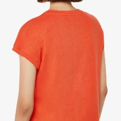 Whistles Ember Patch Pocket Linen And Cotton T-shirt 8 Whistles Ember Patch Pocket Linen And Cotton T-shirt -Outlet Pique Style Store R04165061 RED ALT03