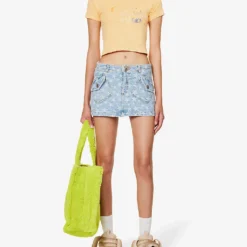 ERL Star-pattern Mid-rise Denim Mini Skirt -Outlet Pique Style Store R04165356 LIGHTBLUE ALT01