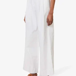 ME AND EM Pleated Patch-pocket Wide-leg Mid-rise Jeans -Outlet Pique Style Store R04165494 WHITE ALT02