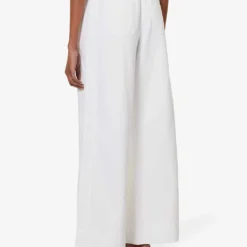 ME AND EM Pleated Patch-pocket Wide-leg Mid-rise Jeans -Outlet Pique Style Store R04165494 WHITE ALT03