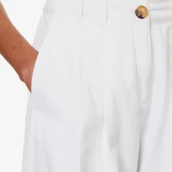 ME AND EM Pleated Patch-pocket Wide-leg Mid-rise Jeans -Outlet Pique Style Store R04165494 WHITE ALT04