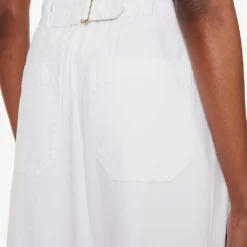 ME AND EM Pleated Patch-pocket Wide-leg Mid-rise Jeans -Outlet Pique Style Store R04165494 WHITE ALT05