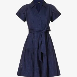 ME AND EM Floral-pattern Flared-hem Cotton-blend Mini Dress