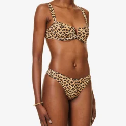 Clovelly Animal-print Recycled Nylon-blend Bikini Top -Outlet Pique Style Store R04165702 JAGUAR ALT02