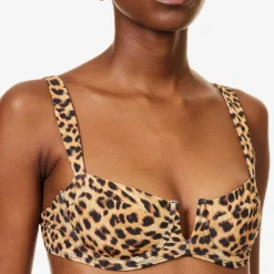 Clovelly Animal-print Recycled Nylon-blend Bikini Top -Outlet Pique Style Store R04165702 JAGUAR ALT04