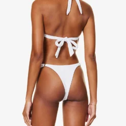 Morocco Halterneck Stretch-recycled Nylon Bikini Top -Outlet Pique Style Store R04165718 WHITE ALT02