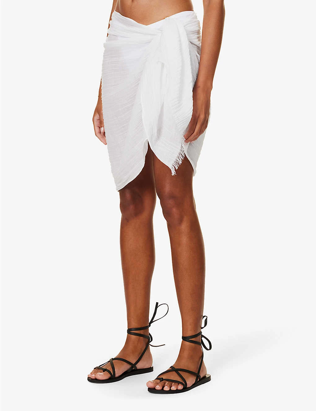 Mykonos Frayed-hem Linen Sarong 3 Mykonos Frayed-hem Linen Sarong - Image 3