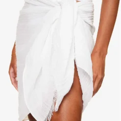 Mykonos Frayed-hem Linen Sarong 9 Mykonos Frayed-hem Linen Sarong -Outlet Pique Style Store R04165726 WHITECRINKLE ALT04