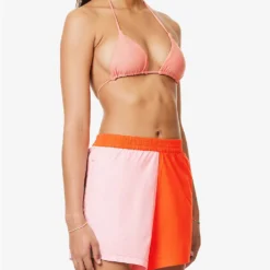 It's Now Cool Vacay Colour-blocked Mid-rise Cotton Shorts -Outlet Pique Style Store R04165805 CANDY ALT02