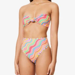 It's Now Cool Rainbow Knotted Bikini Top -Outlet Pique Style Store R04165809 RAINBOW ALT02